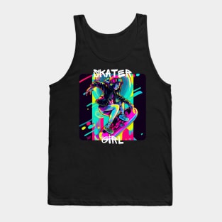 Lets Skate - Cool skater on the street - Graffiti Style 2 Tank Top